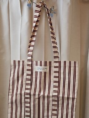 sezane Striped Tote Bag in Beige and Brown